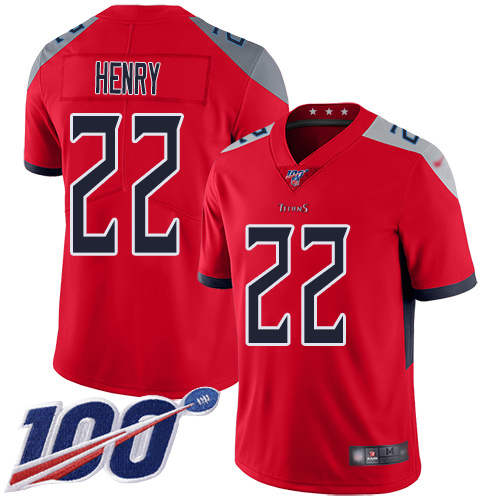 Tennessee Titans Limited Red Men Derrick Henry Jersey NFL Football 22 100th Season Inverted Legend